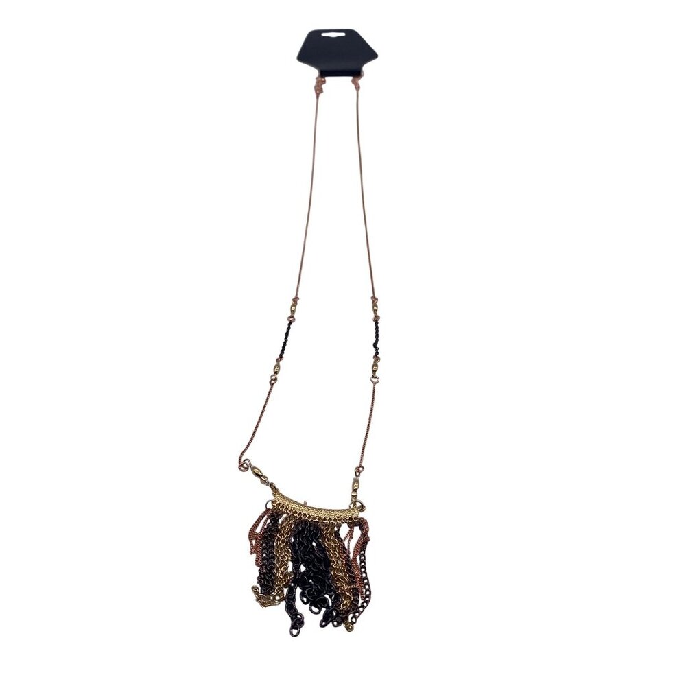 Chain Bib Cluster Fringe Necklace Rose Gold Gold Black Fashion Jewelry Adjustabl